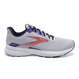 Brooks Launch 8 Womens Road Running Shoes Grey/Purple/Coral | USA-CGB502184